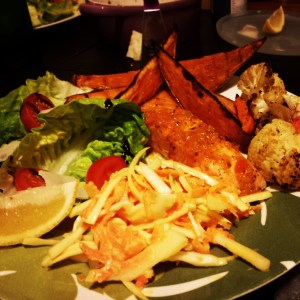 roasted-salmon-blackened-sweet potato-carrot-cauliflower